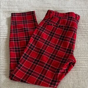GAP Red Plaid Skinny Ankle Pants